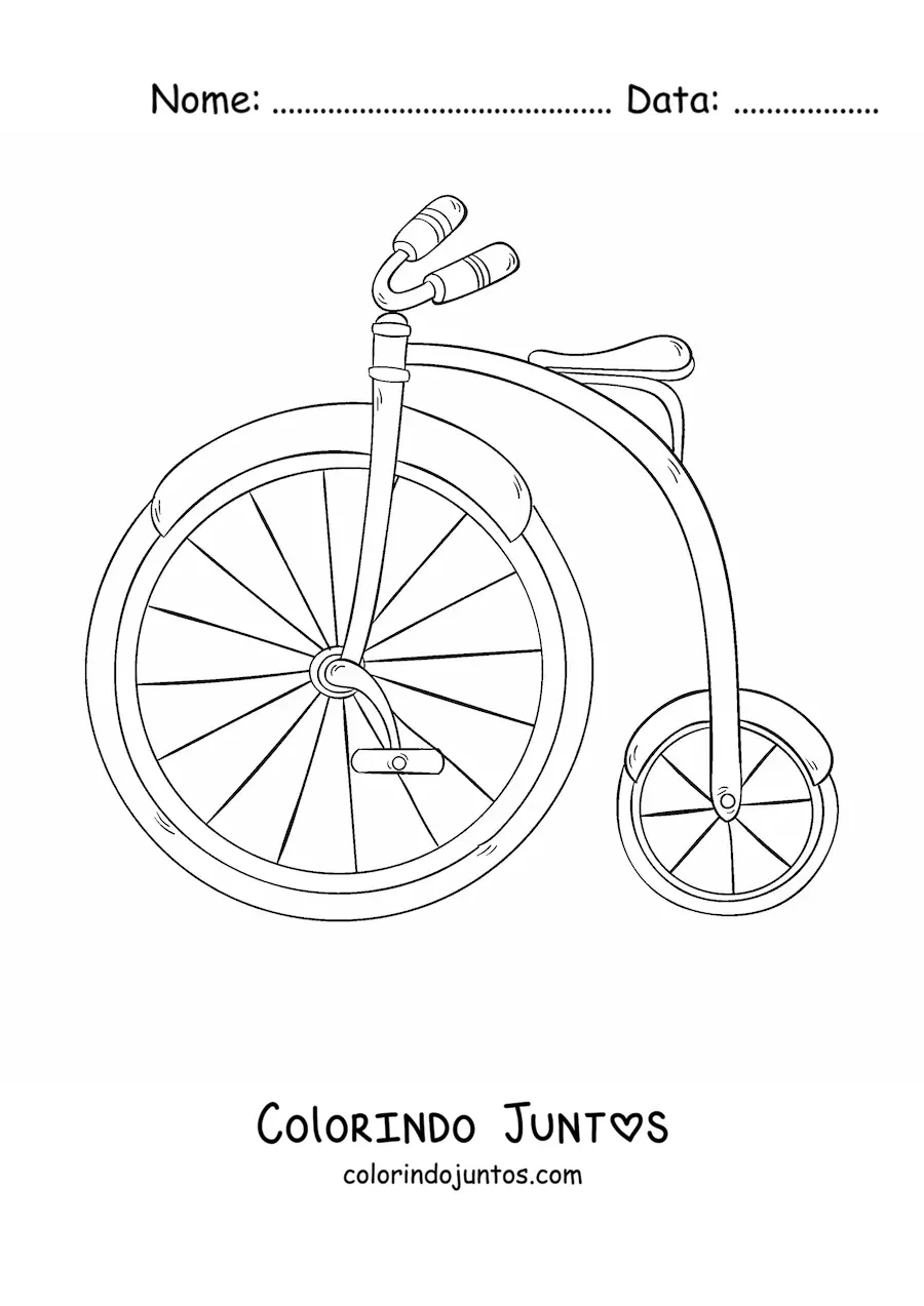 Desenho para colorir de uma bicicleta antiga