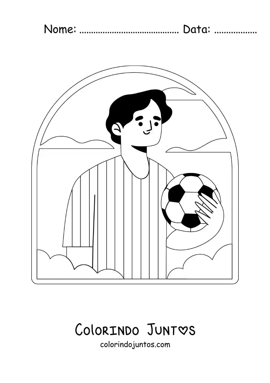 Desenho para colorir de jogador de futebol argentino animado