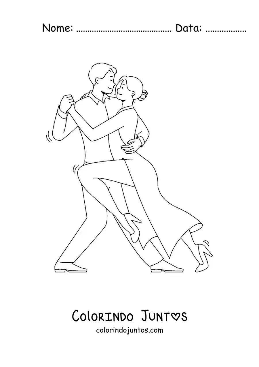 Desenho para colorir de casal animado dancando tango tradicional argentino
