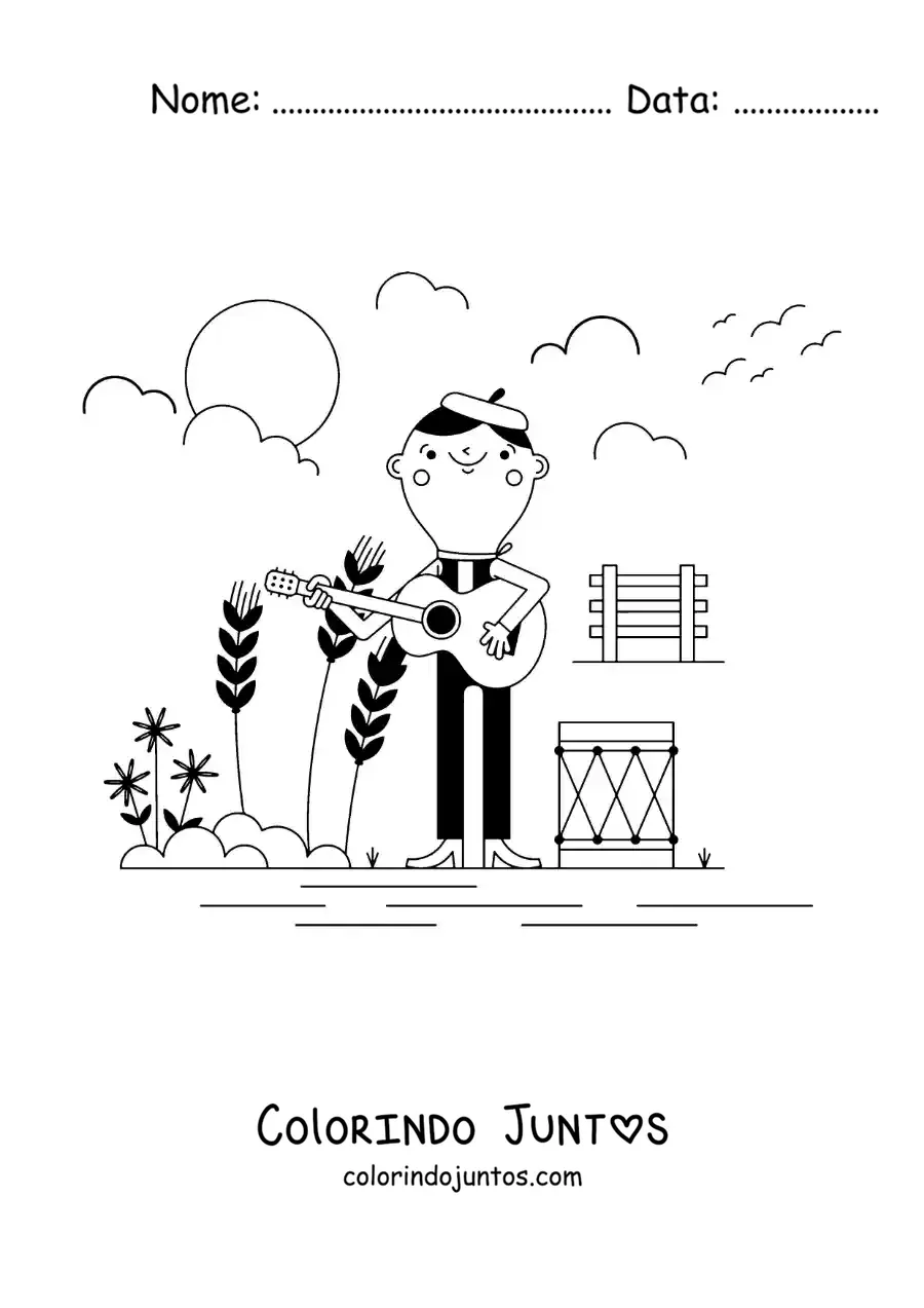 Desenho para colorir de musica tradicional argentina