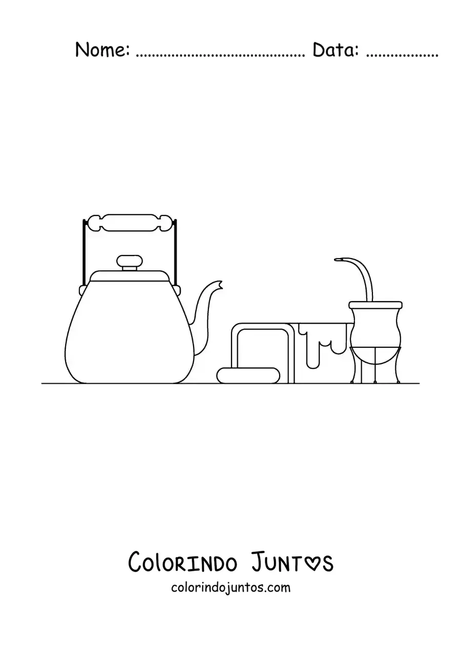 Desenho para colorir de mate tradicional argentino