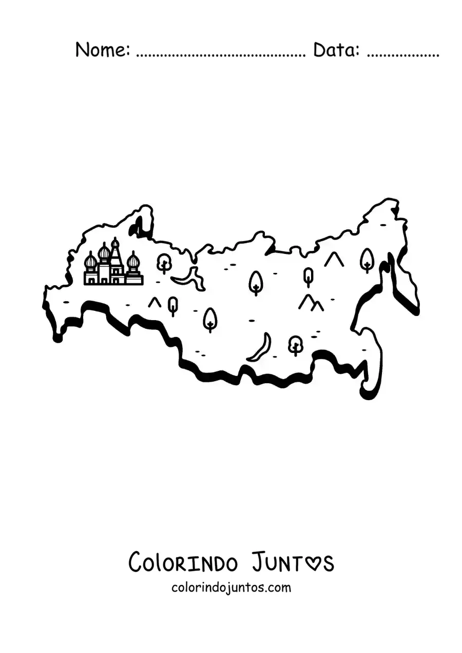 Desenho para colorir de mapa da Russia animado