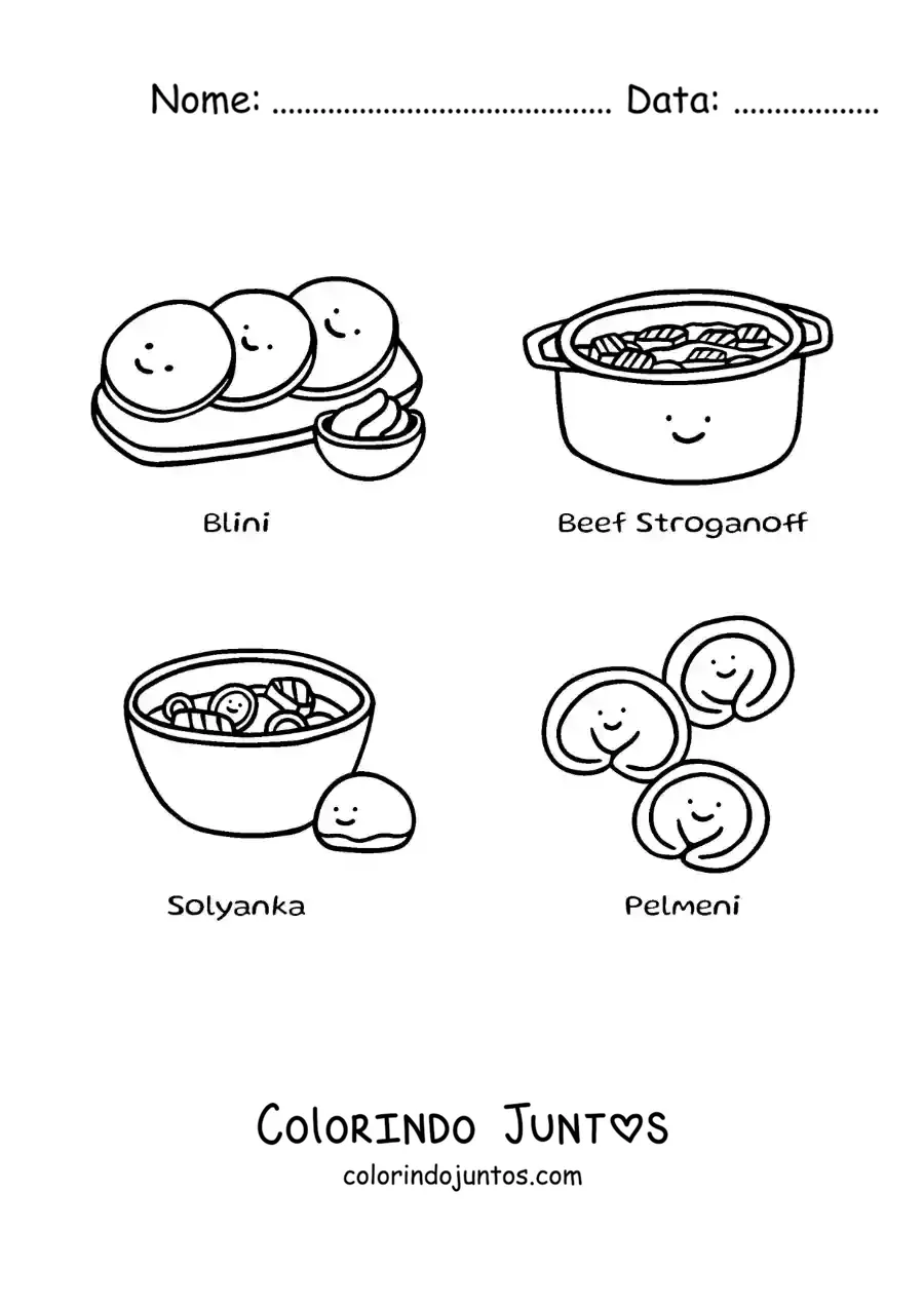 Desenho para colorir de pratos tipicos da Russia