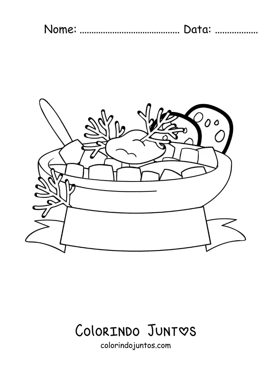 Desenho para colorir de prato da gastronomia russa