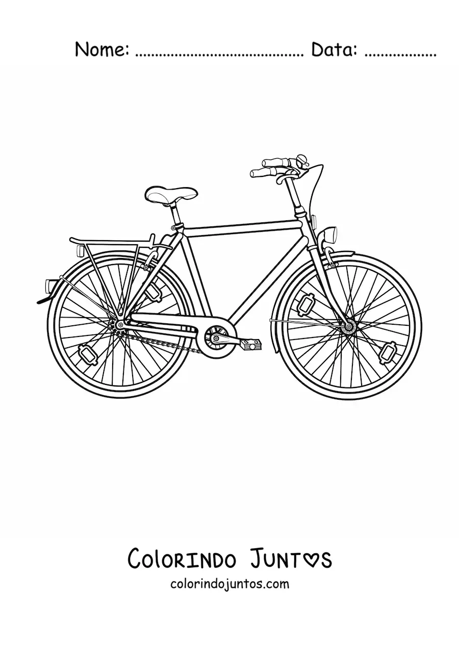 Desenho para colorir de uma bicicleta com farol