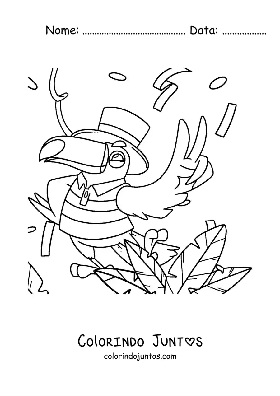 Desenho para colorir de tucano animado no Brasil