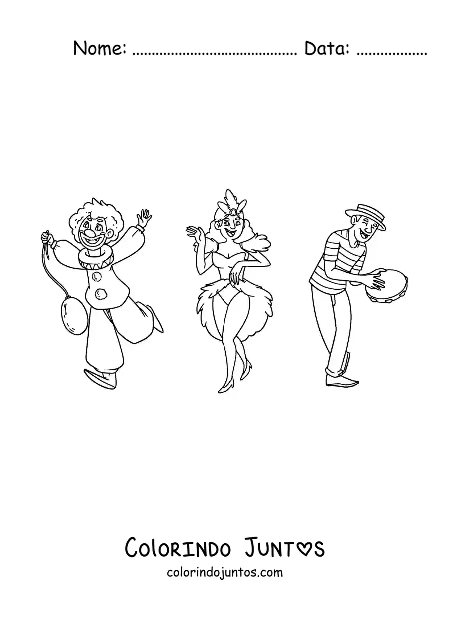 Desenho para colorir de carnaval do Brasil