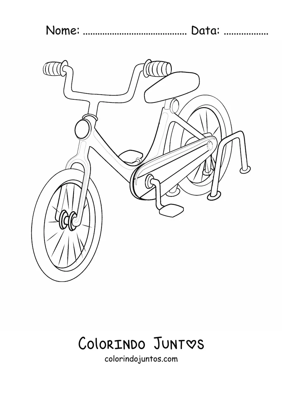 Desenho para colorir de uma bicicleta com farol