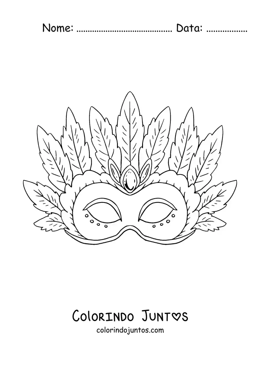 Desenho para colorir de mascara do carnaval do Brasil