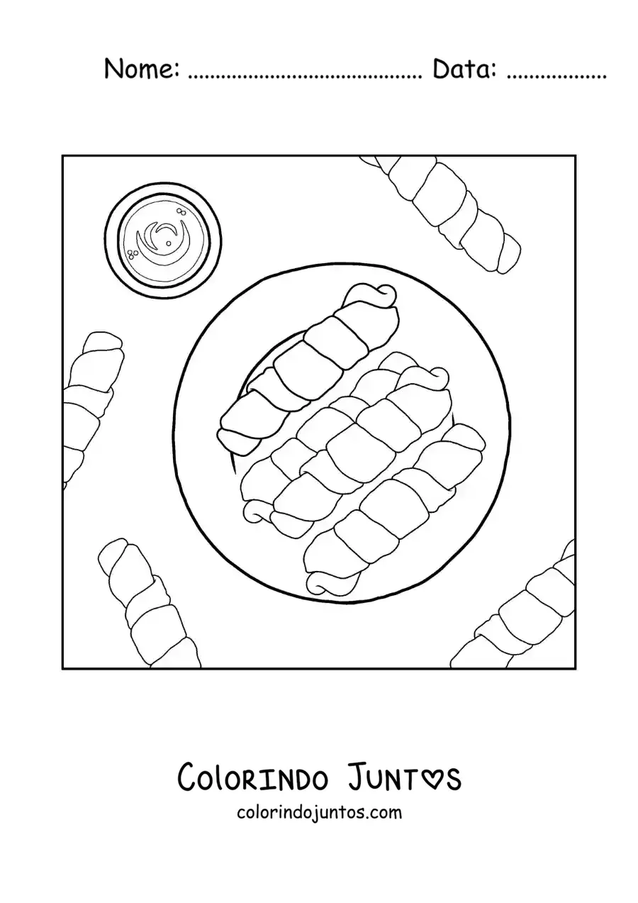Desenho para colorir de tequenos