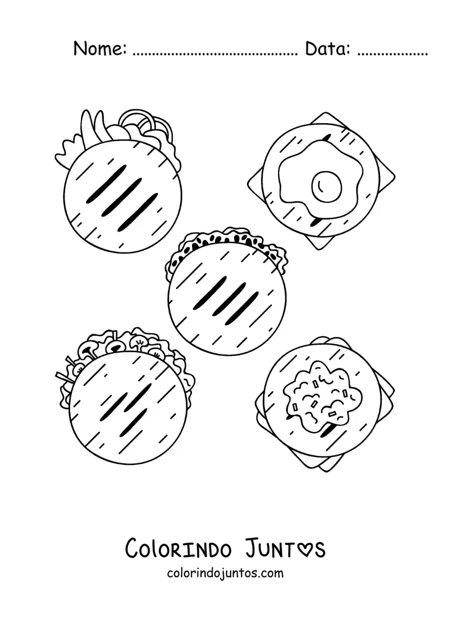Desenho para colorir de comida tradicional venezuelana