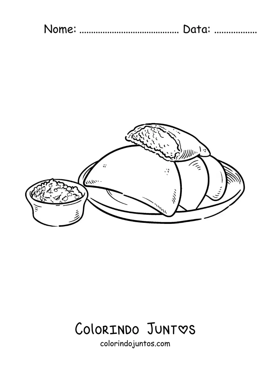 Desenho para colorir de prato tradicional da Venezuela