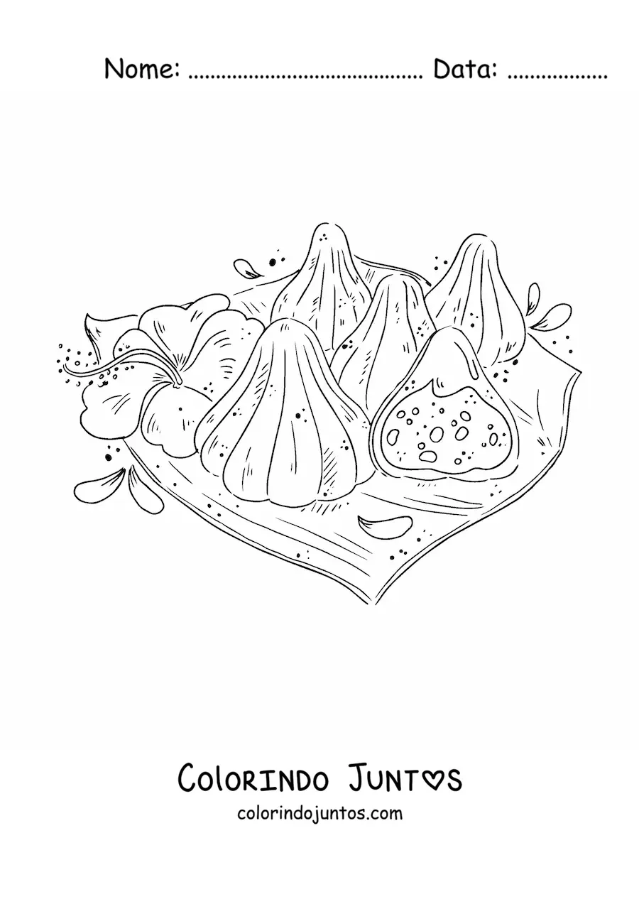 Desenho para colorir de prato tipico da cultura da India