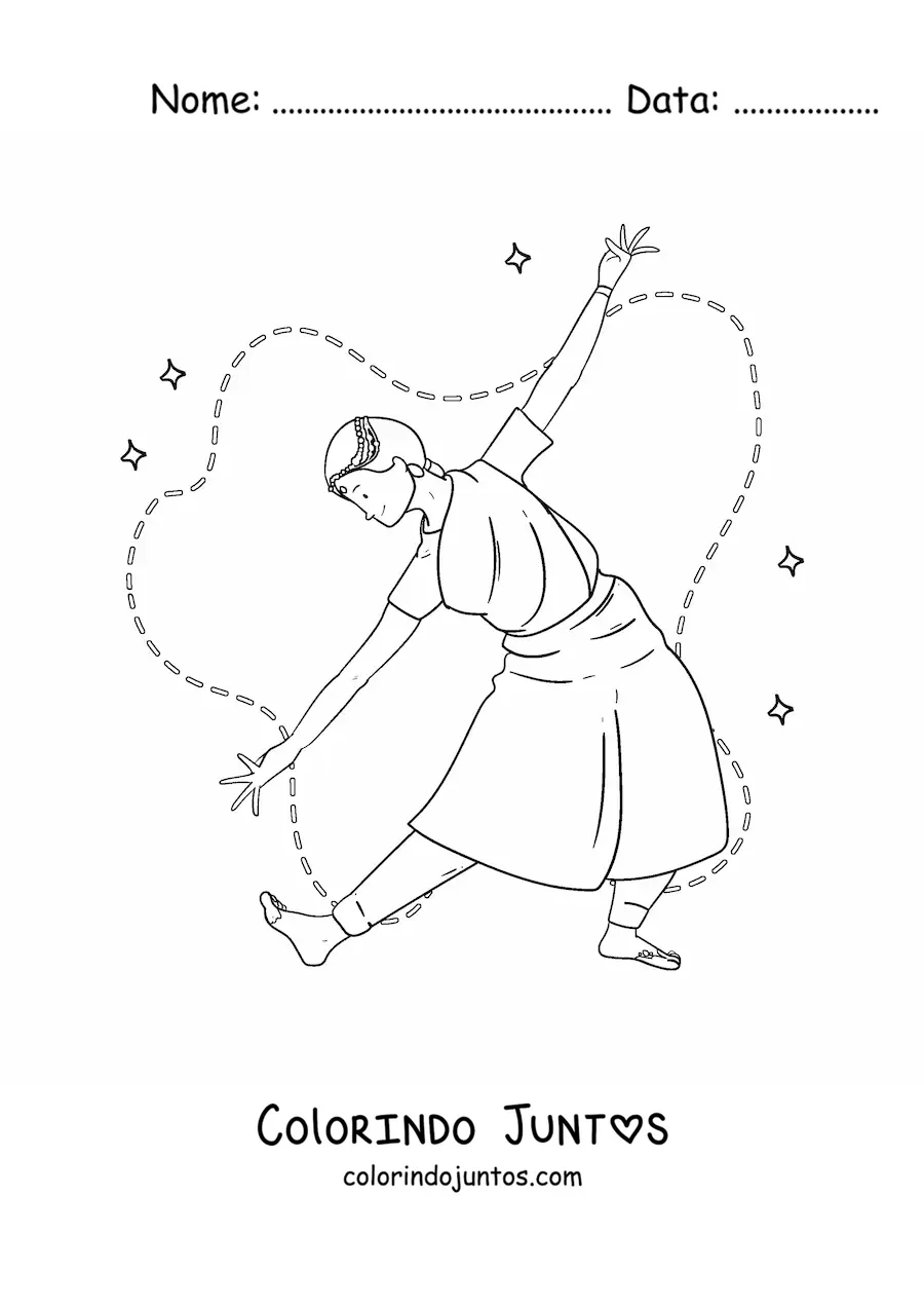 Desenho para colorir de danca da cultura da India