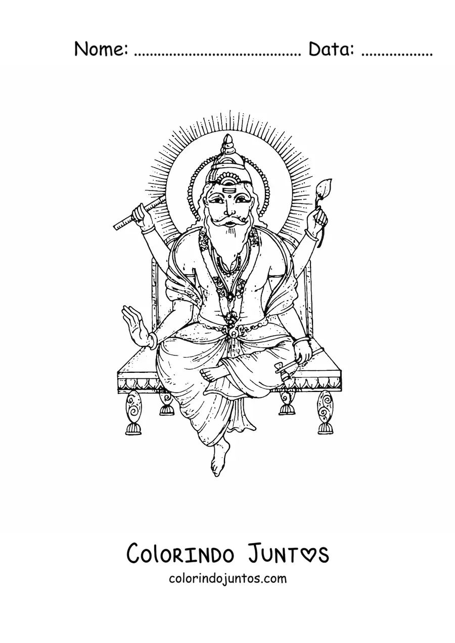 Desenho para colorir do deus Brahma do hinduismo