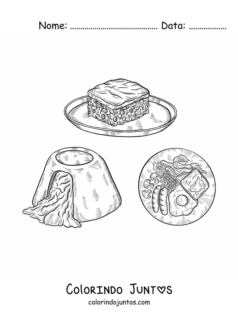 Desenho para colorir de pratos ingleses