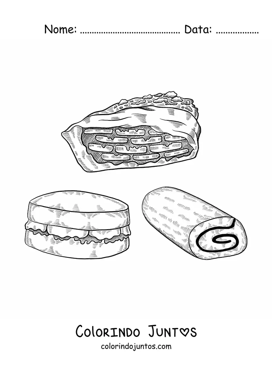 Desenho para colorir de pratos tradicionais da cultura inglesa