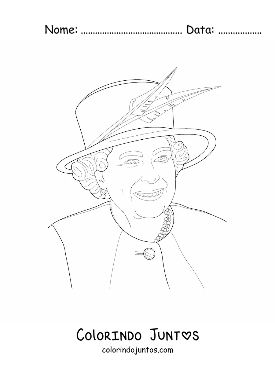 Desenho para colorir de rainha Isabel II do Reino Unido