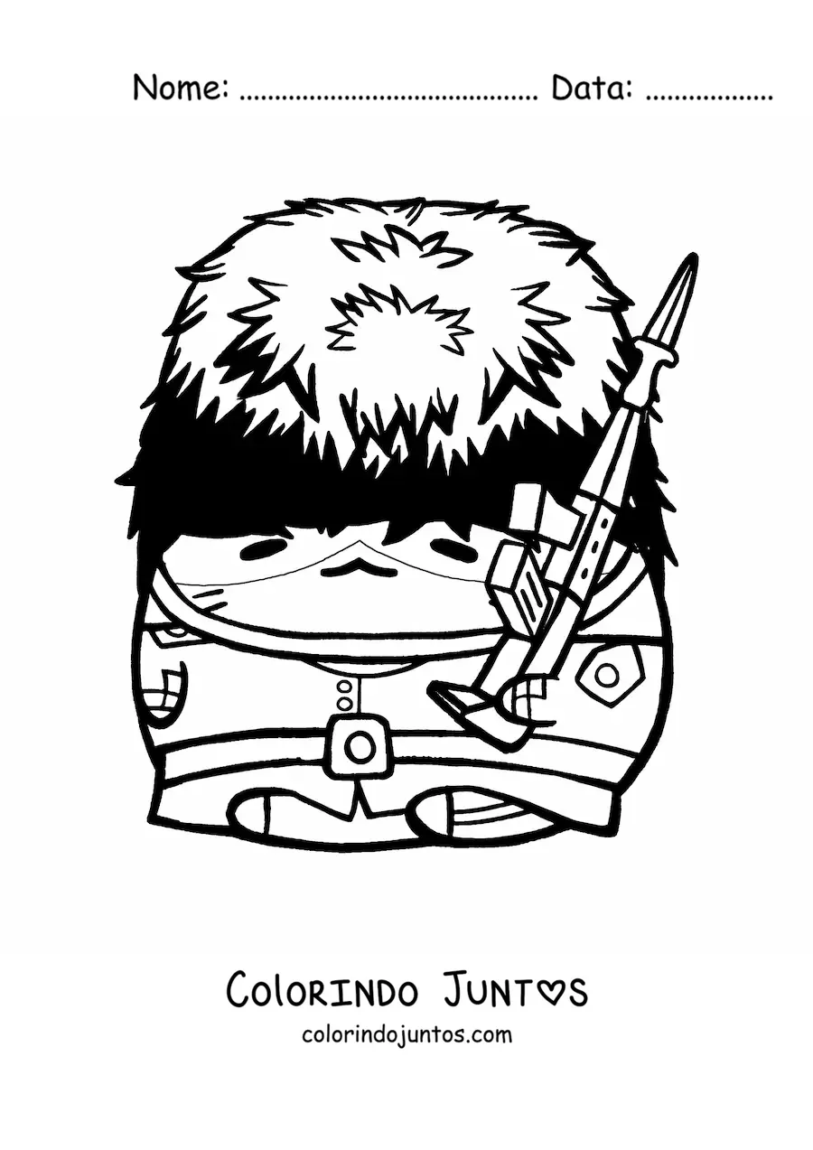 Desenho para colorir de hamster animado vestido de guarda real ingles
