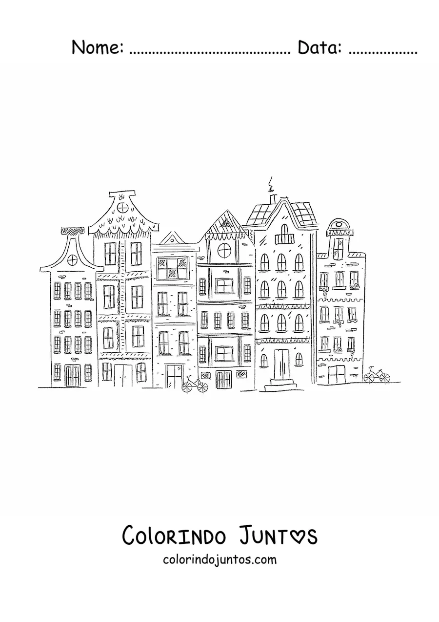 Desenho para colorir de arquitetura de Amsterda