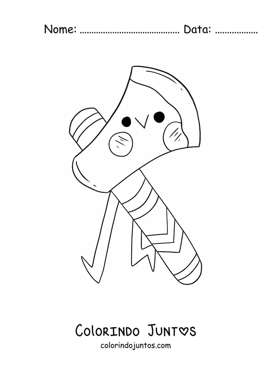 Desenho para colorir de machado de tribo indigena americana animado kawaii