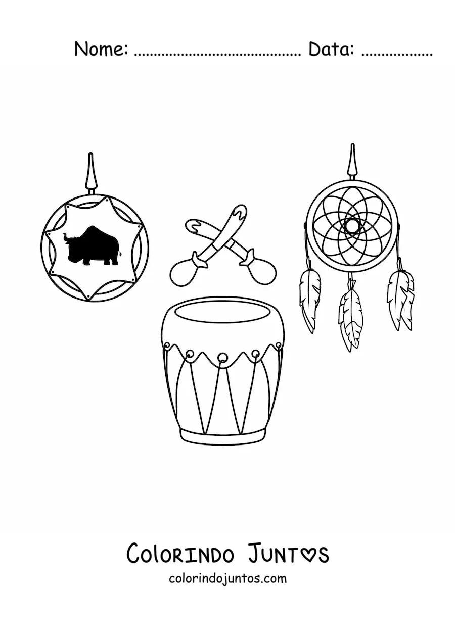 Desenho para colorir de arte de tribos nativas americanas