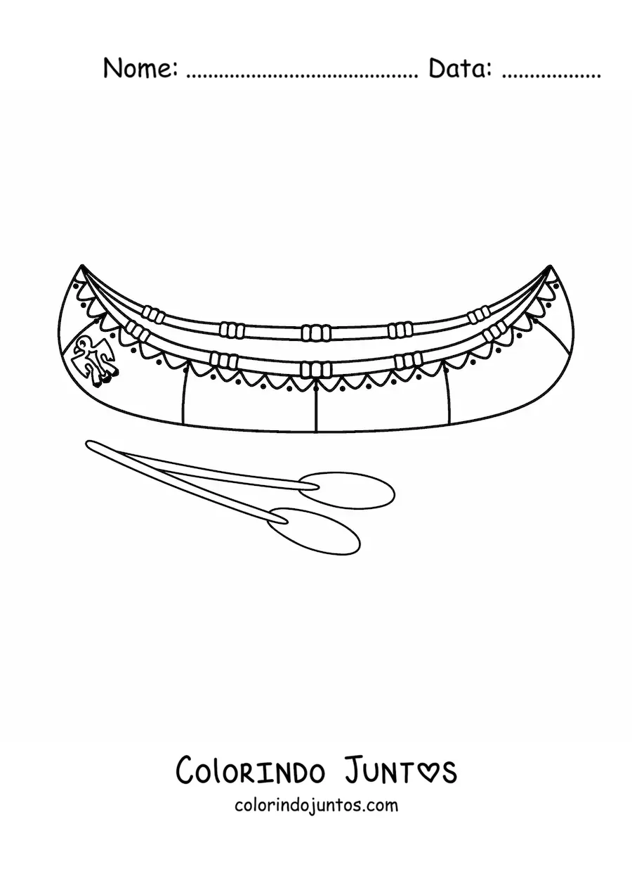 Desenho para colorir de canoa de tribos nativas americanas