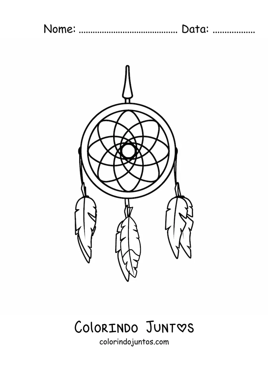 Desenho para colorir de apanhador de sonhos de tribos nativas americanas