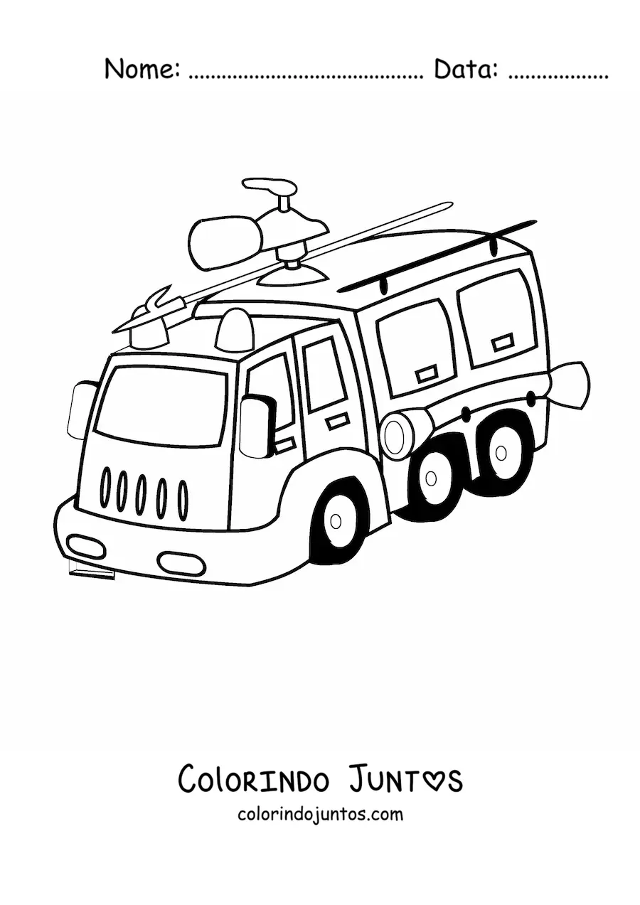 Desenho para colorir de um caminhao de bombeiros a toda velocidade
