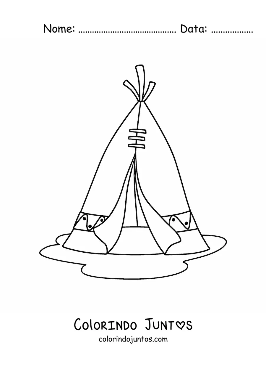 Desenho para colorir de tipi de tribos nativas americanas