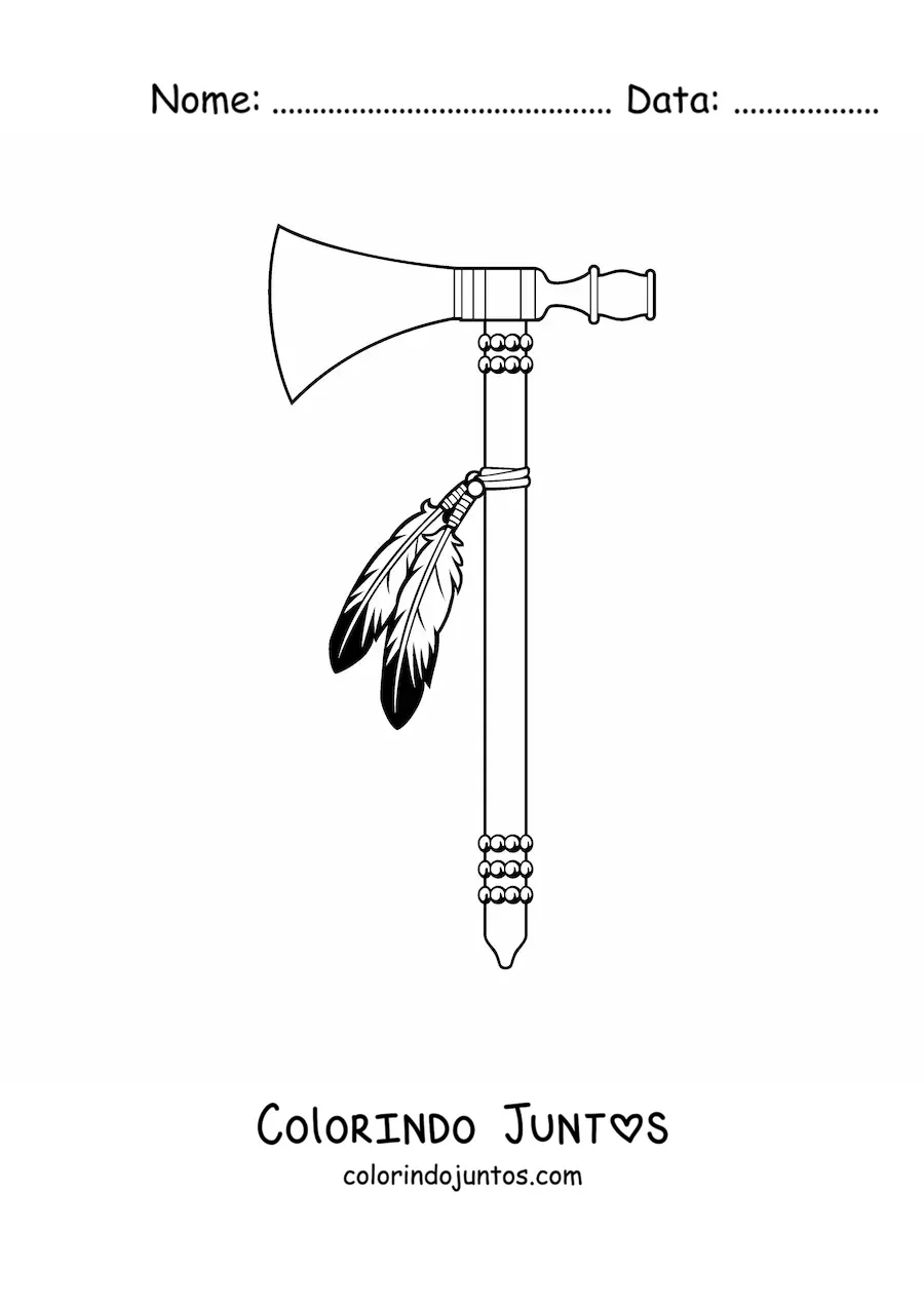 Desenho para colorir de machado de povos nativos americanos
