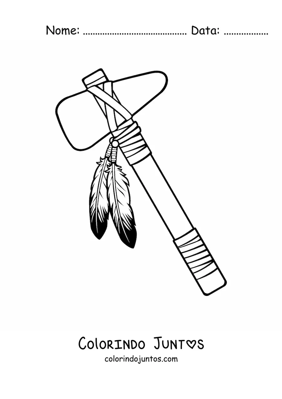Desenho para colorir de arma de tribos indígenas americanas