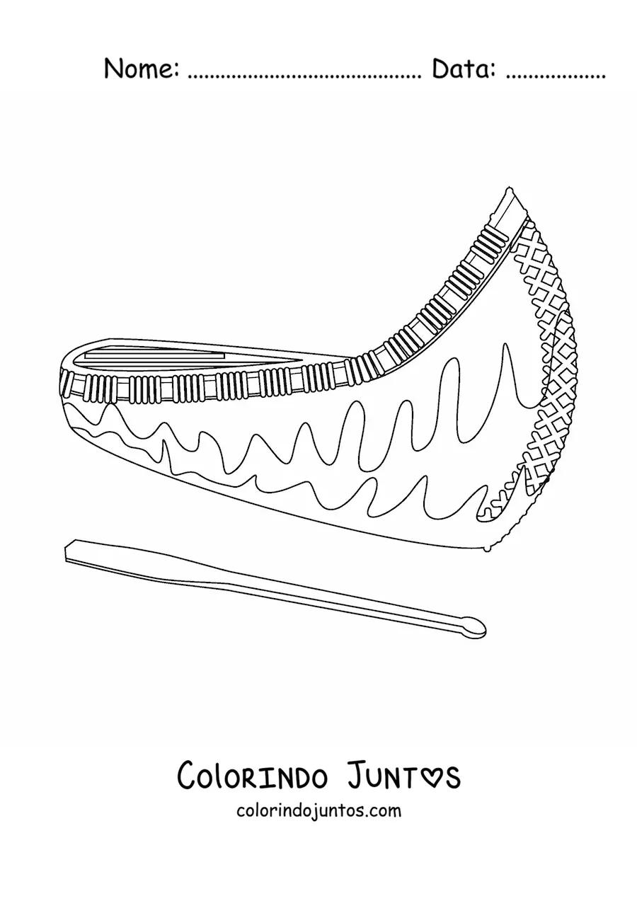 Desenho para colorir de canoa de indígenas americanos