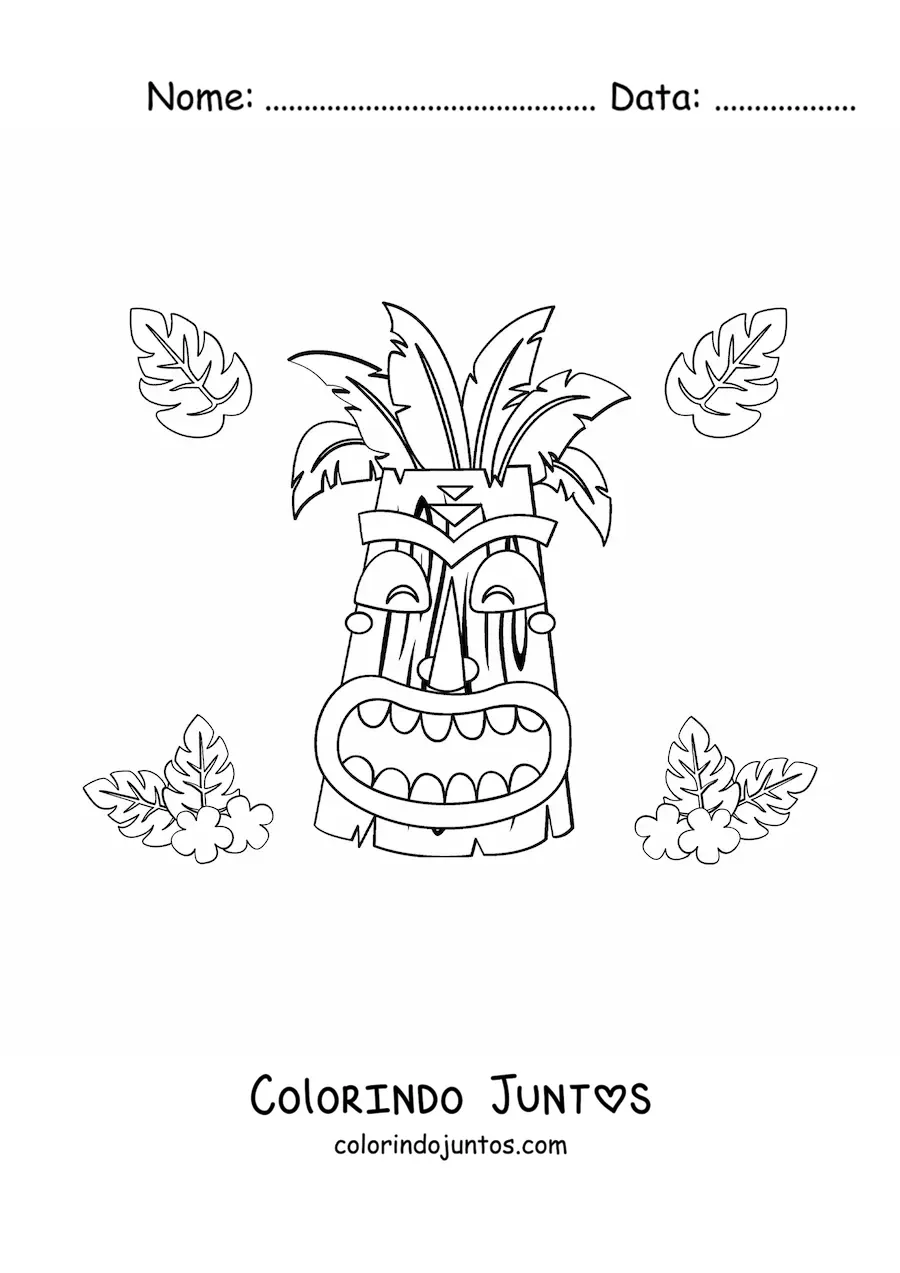 Desenho para colorir de máscara tiki animada