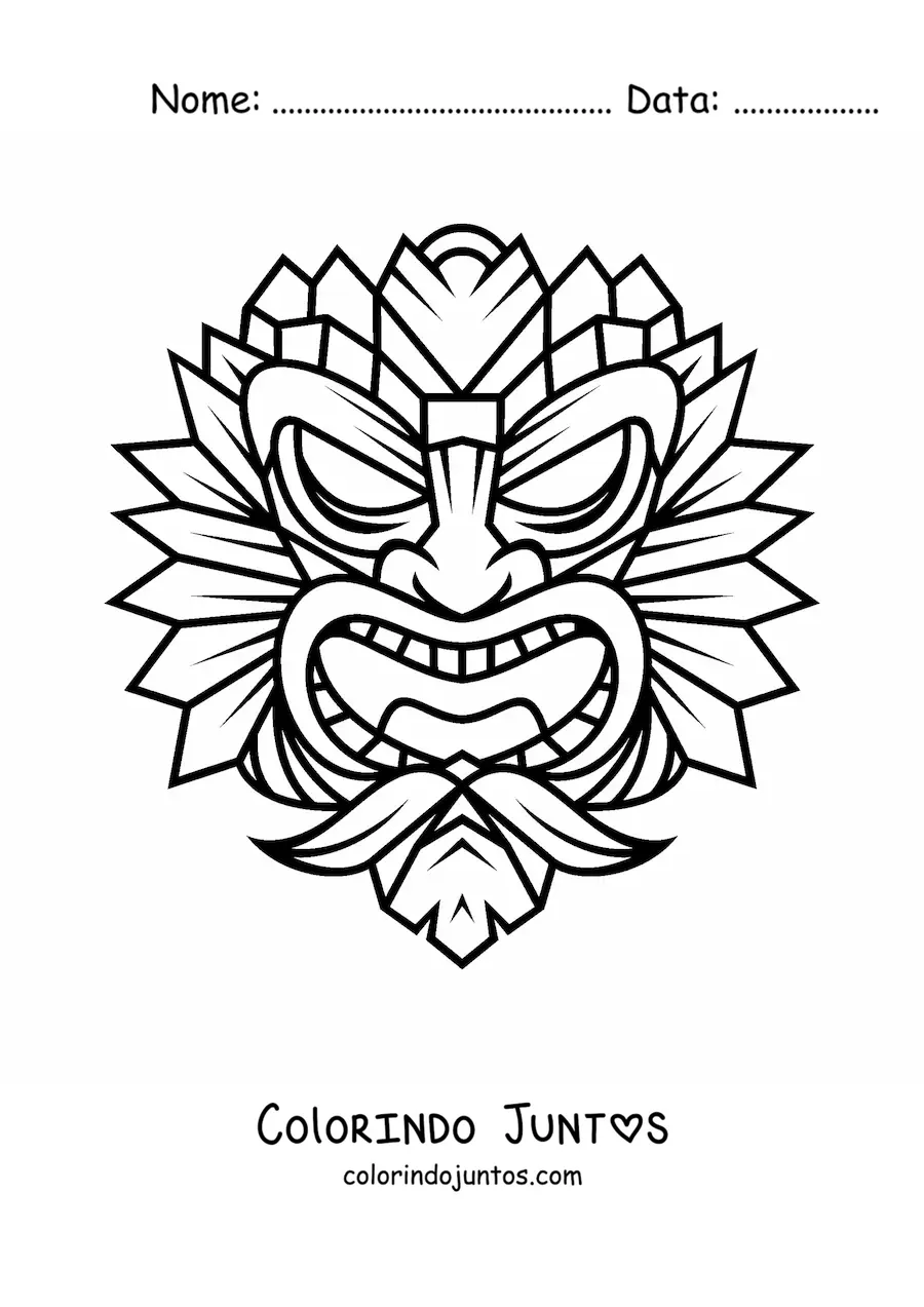 Desenho para colorir de máscara tiki grande