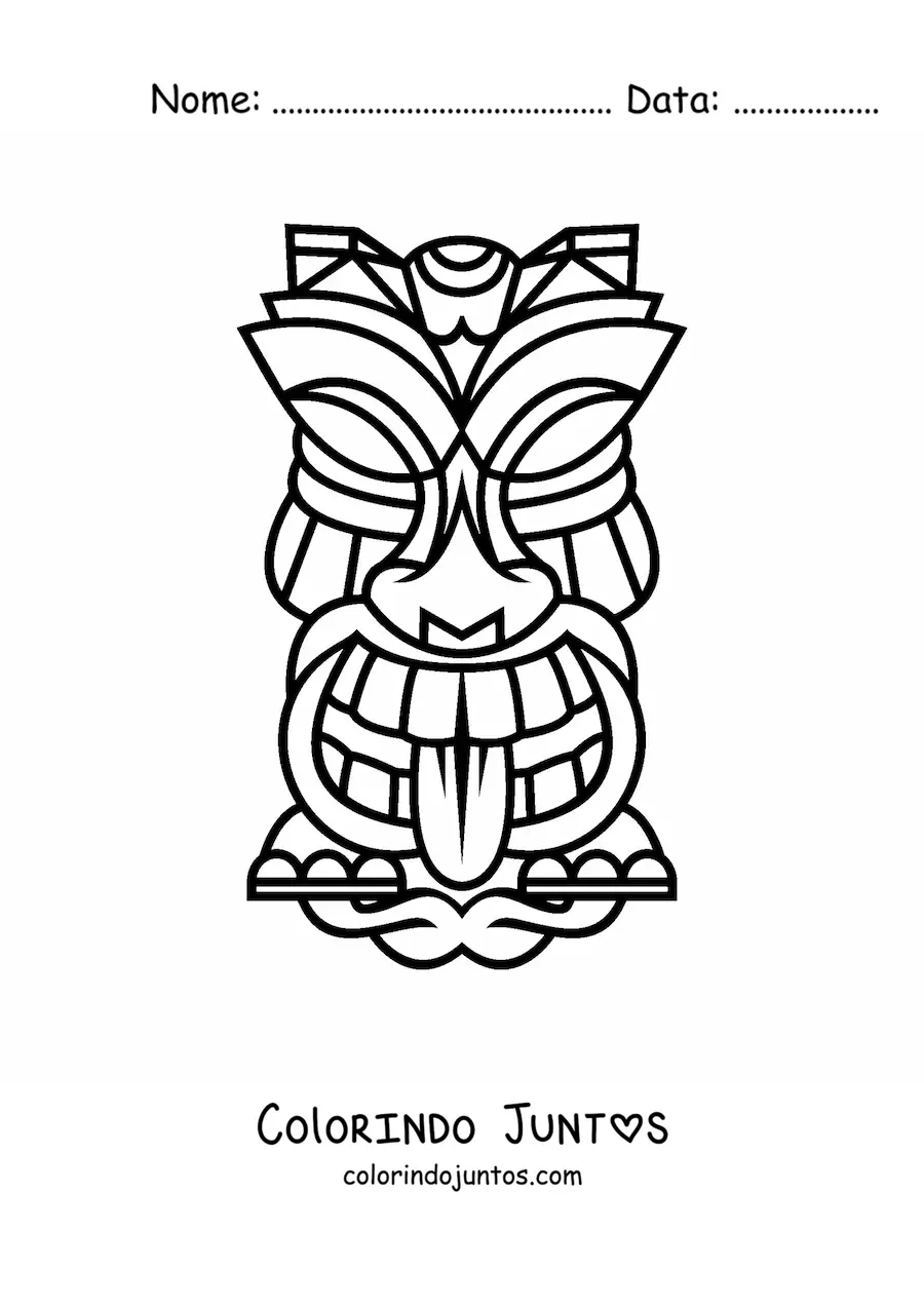 Desenho para colorir de máscara tiki fácil