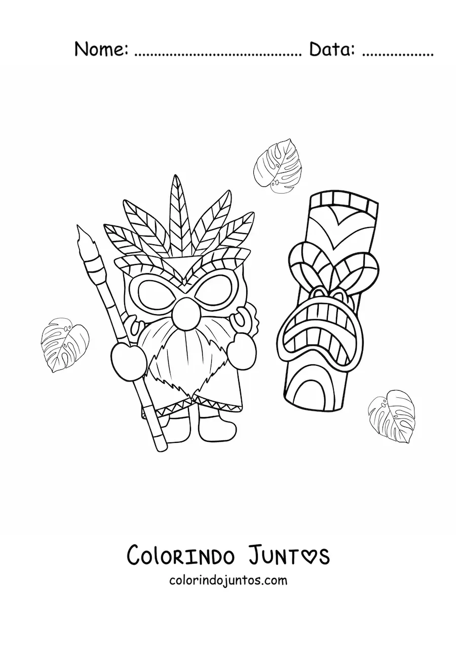 Desenho para colorir de luau havaiano
