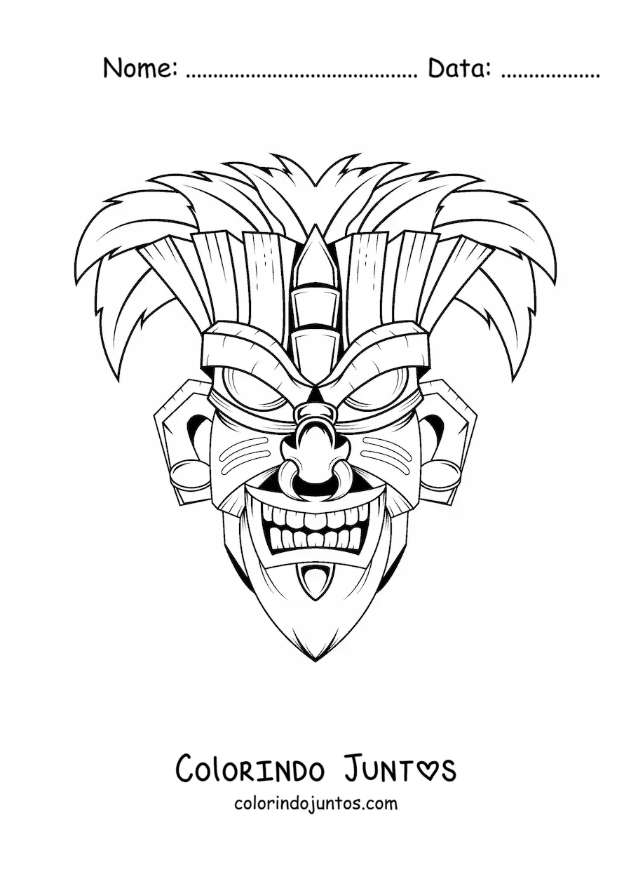 Desenho para colorir de máscara tiki