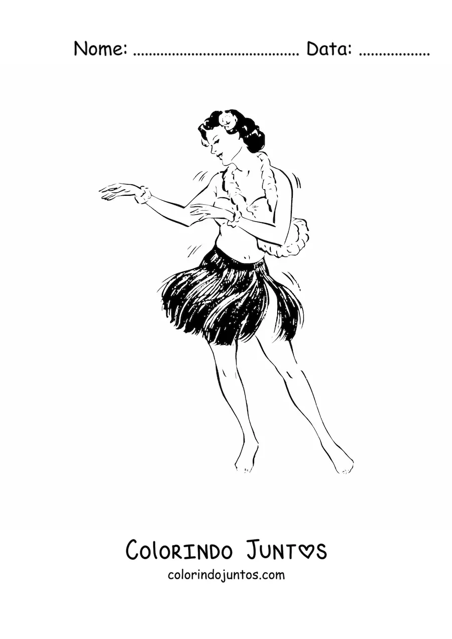 Desenho para colorir de dançarina de hula
