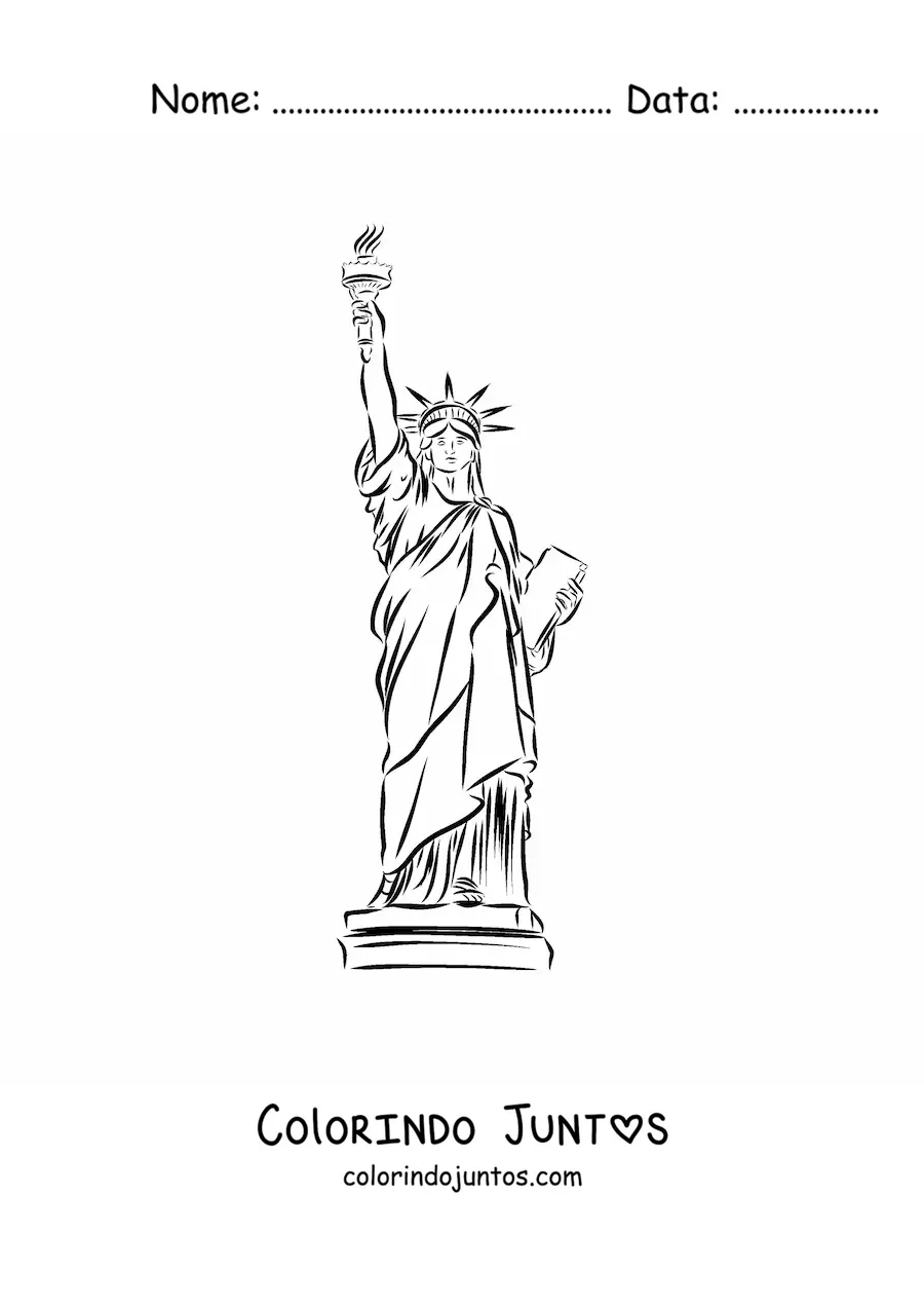 Desenho para colorir de estátua da liberdade fácil