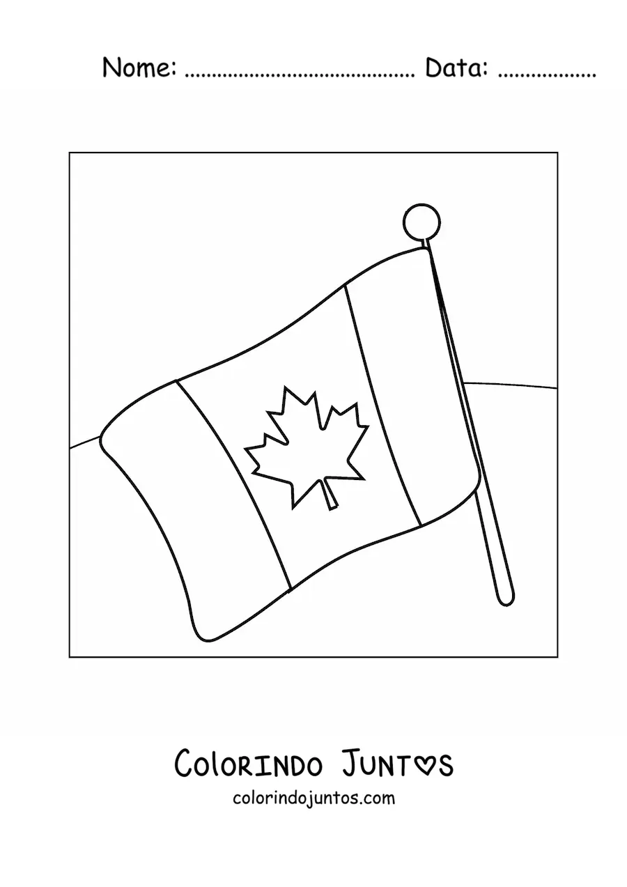 Desenho para colorir de bandeira do Canadá fácil