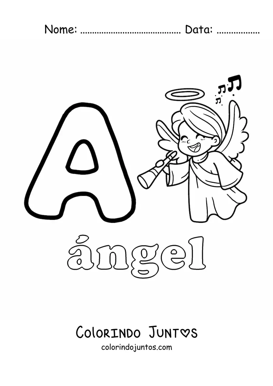 Desenho para colorir de A de anjo