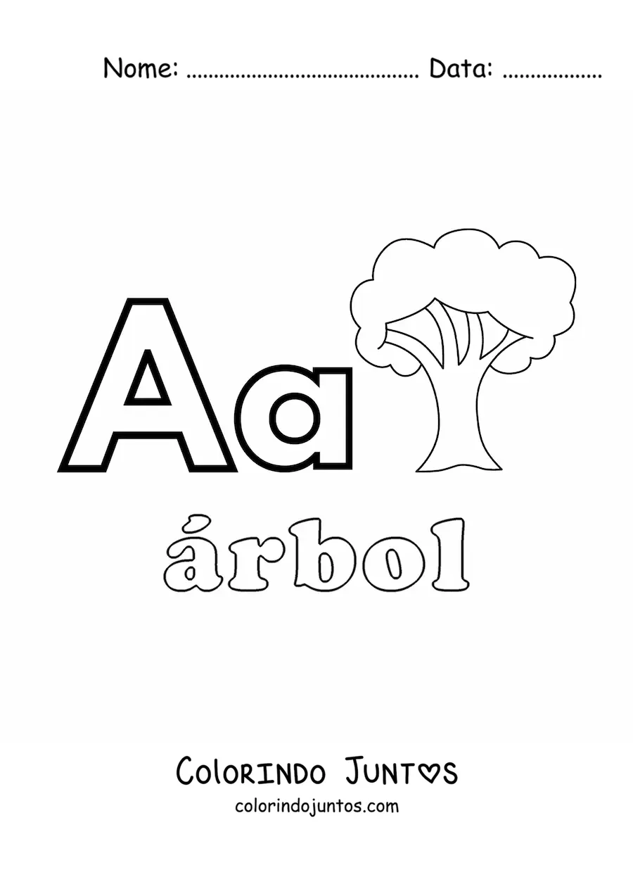 Desenho para colorir de A de árvore