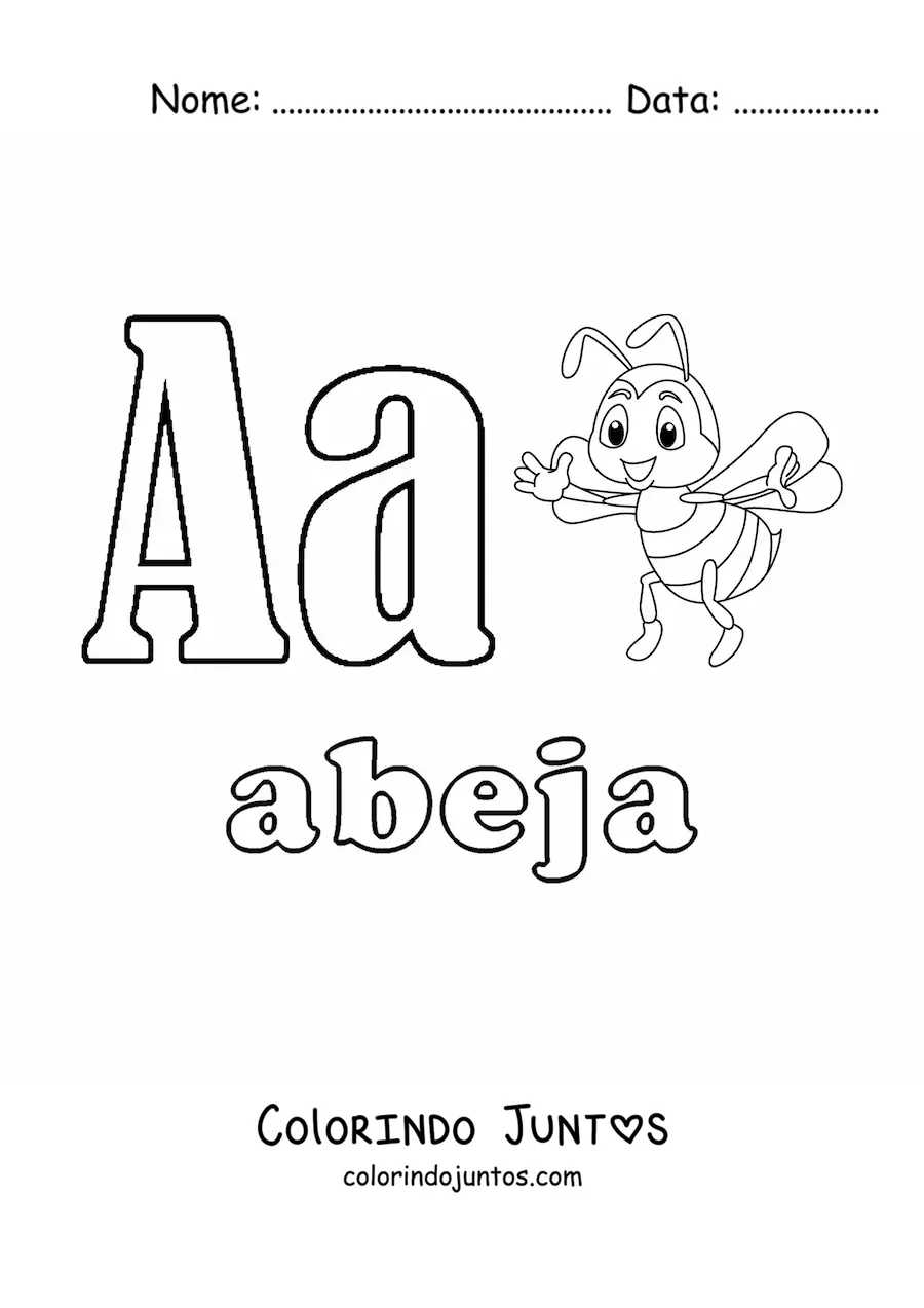 Desenho para colorir de A de abelha