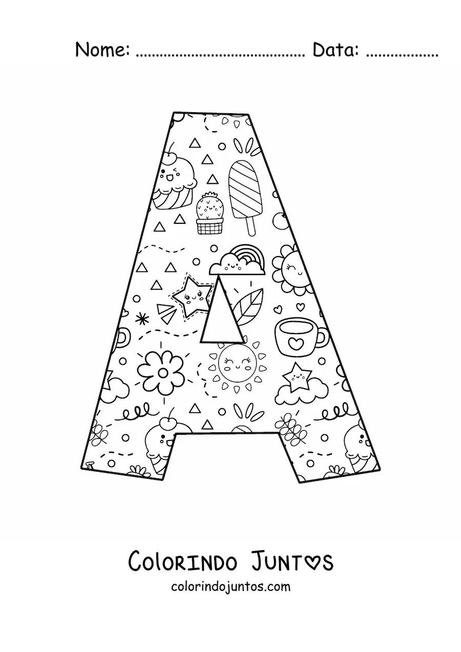 Desenho para colorir da letra A em desenho animado