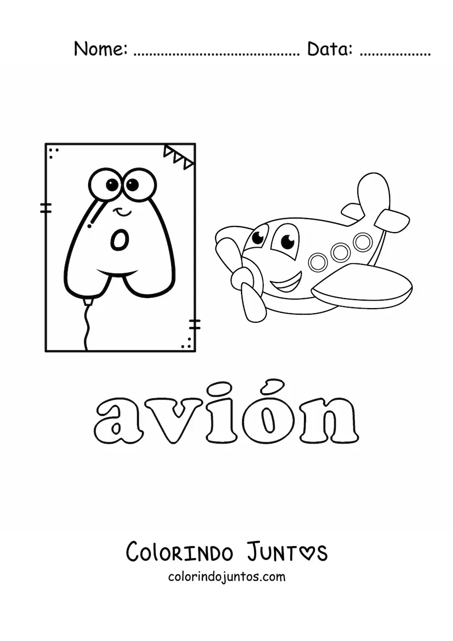 Desenho para colorir de A de avião