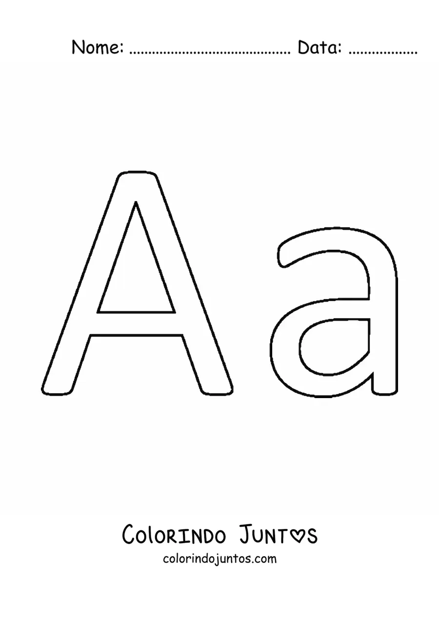 Desenho para colorir de letra A maiúscula e minúscula