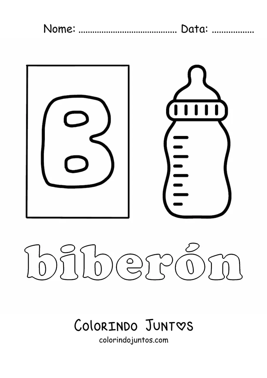 Desenho para colorir de B de mamadeira