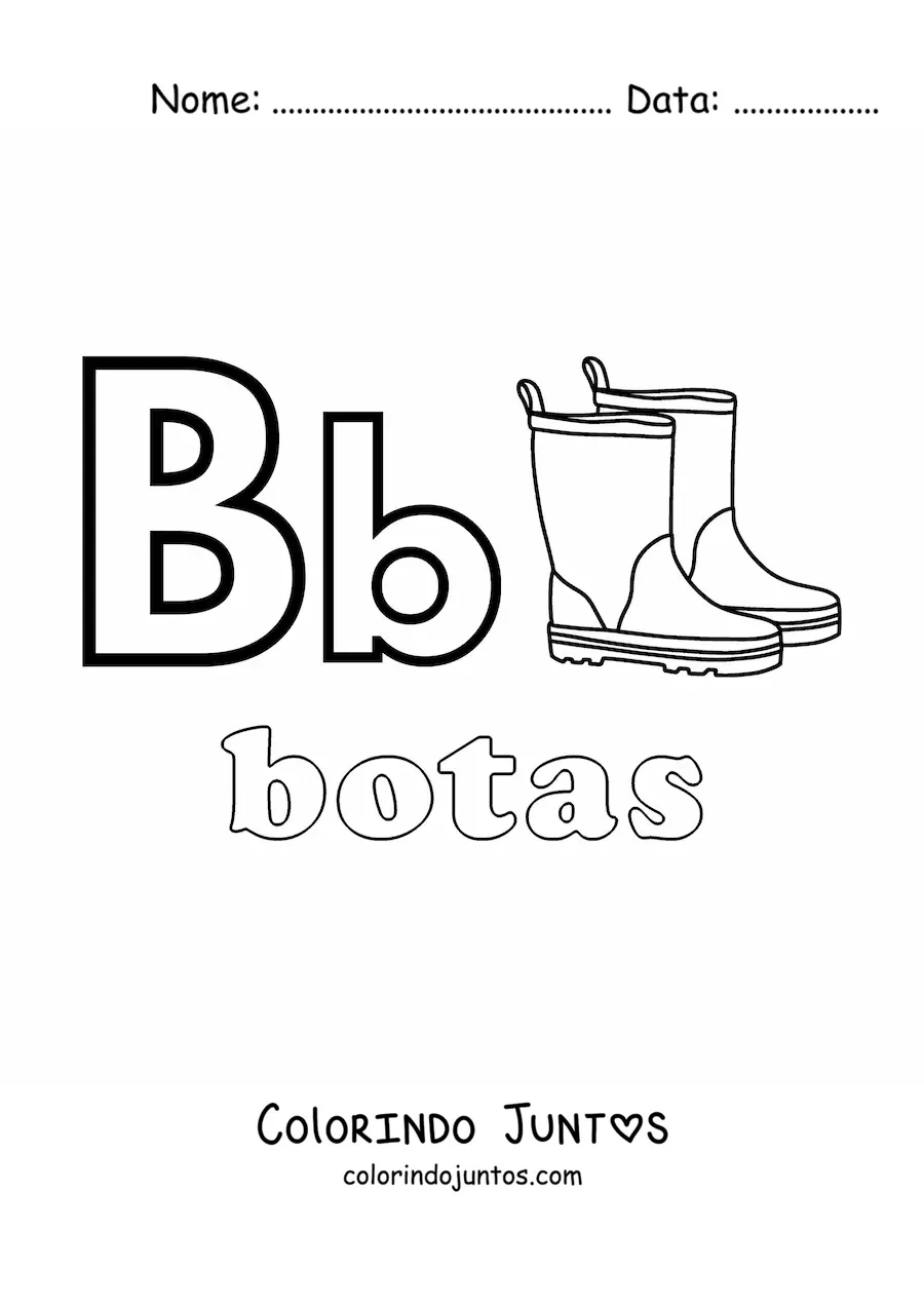 Desenho para colorir de B de botas