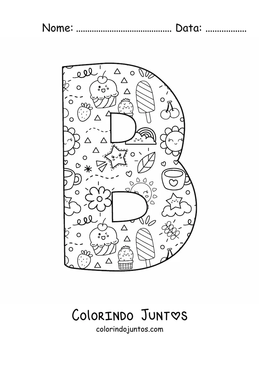 Desenho para colorir da letra B em desenho animado